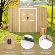 Load image into Gallery viewer, Abri de Rangement 259cm x196cm avec Base de Fondation Maison à Outils en Métal Galvanisé avec 4 Aérations Imperméable et Coupe-vent Naturel -