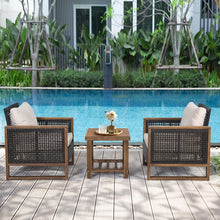 Load image into Gallery viewer, Ensemble Salon de Jardin en Bois d'Acacia Rotin Artisanal Anti-soleil Résistant aux Intempéries pour Porche Balcon Terrasse -