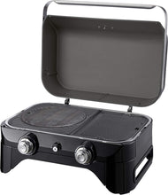 Load image into Gallery viewer, Attitude2go,Barbecue de Table  Faible fume,BBQ Portable, Couvercle,thermomtre,et Grille en Fonte,Alimentation : Cartouche de gaz CV 470 Plus,Gris