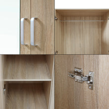Load image into Gallery viewer, Armoire de chambre garde-robe moderne meuble de rangement intemporel 5 tagres 3 tiroirs + miroir MDF 176 x 120 x 52 cm effet ch锚ne sonoma 03_0006369