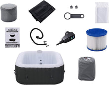 Load image into Gallery viewer, Arebos Spa Gonflable | pour l'intérieur et l'extérieur | 4 Personnes | 154x154cm | 100 Jets de Massage | Spa Bien-être Chauffage | Massage Gonflable Carré | 600 litres