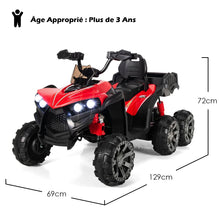 Load image into Gallery viewer, 12V Quad Electrique Enfants avec Lumires LED et Musique Vhicule Electrique Enfants avec Dmarrage Lent Charge 30kg 129 x 69 x 72 cm Noir/Rouge -