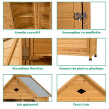 Load image into Gallery viewer, Abri de jardin extérieur à 5 etagères cabane verrouillable en bois de sapin toit en tle galvanisée 20_0005485 -