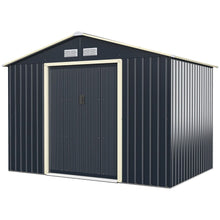 Load image into Gallery viewer, Abri de Jardin en Mtal 5,29 銕77 x 191 x 202 cm avec 2 Portes Coulissantes Verrouillables 4 Trous d橝ration Gris pour Vlo -