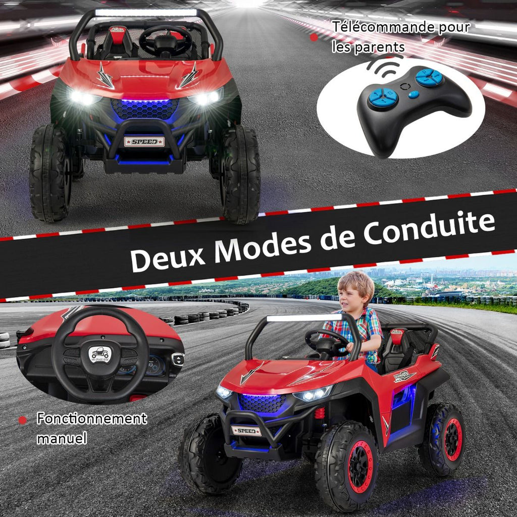 Voiture lectrique Enfant 12 V Tlcommande pour 3-8 Ans 2 Vitesses Ressort de Suspension Charge 59KG 118x74x71CM Noir/Rose/Rouge -