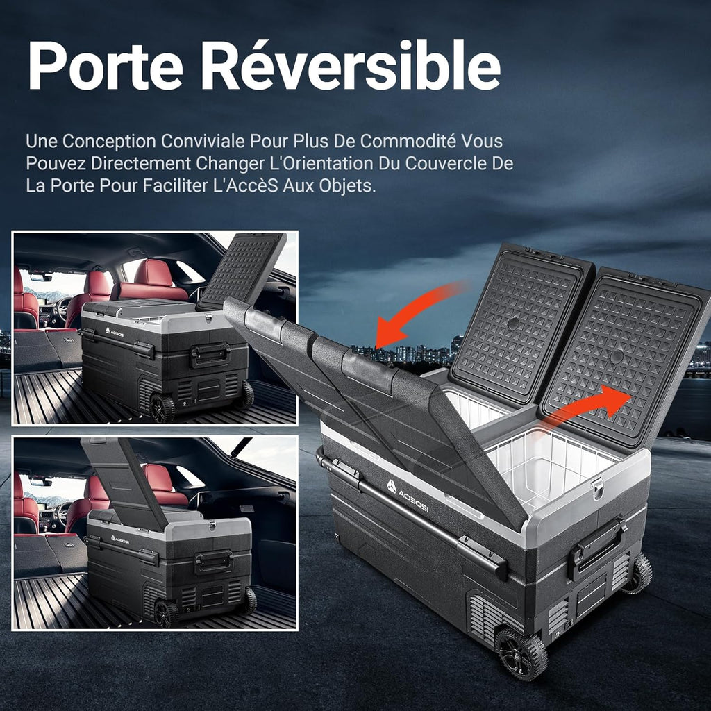 115L Glaciere Electrique Double Zone,Glaciere a Compression WiFi APP,12 V/24 V et 100-240 V Frigo Camping,-20 鈩 20 鈩pour Voiture,Camion,Bateau,Camping,Car,Caravanes,Voyageant,Maison
