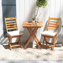 Load image into Gallery viewer, Ensemble Bistrot d'Extrieur en Bois d'Acacia Ensemble de Chaises Pliantes et Table Coussins de Sige Sans Accoudoirs  Dossier Haut Blanc -