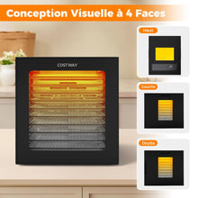 Load image into Gallery viewer, Dshydrateur Alimentaire Schoir  10 Plateaux en Acier Inoxydable avec 10 Programmes Prrgls Minuterie de 48H&amp;Temprature de 30-75鈩Noir -