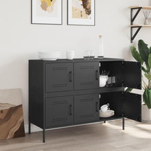 Load image into Gallery viewer, vidaXL Buffet, Armoire avec Pieds et Compartiments, Placard avec Porte, Meuble de Rangement Salon Intérieur, Noir 100,5x39x79 cm Acier