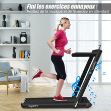 Load image into Gallery viewer, 2 en 1 Tapis de Course Electrique Pliable 1  12 Km/H avec Haut-parleur Bluetooth Tlcommande Moteur 0,75HP Vert/Blanc/Noir/Rouge/Or/Noir et Argent/Bleu -