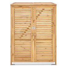 Load image into Gallery viewer, Abri à Poubelle en Bois de 120 L Abri pour Outils d'Extérieur avec Couvercle Ouvrable Doubles Portes Loquet de Verrouillage Naturel -