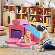 Load image into Gallery viewer, 6 Blocs d橢scalade en Mousse Jeu d橢scalade pour Tout-Petits Jeu d橝ctivit d橢scalade Color Tunnel Escaliers et Rampe pour 12+ Mois Color/Bleu/Violet -