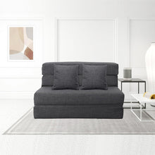 Load image into Gallery viewer, ANONER Canapé Convertible 2 Places 150cm de Large, Pliable en Mousse à Mémoire de Forme &amp; 2 Oreillers, Lit Pliant de Sol pour Chambre Salon, Gris Foncé