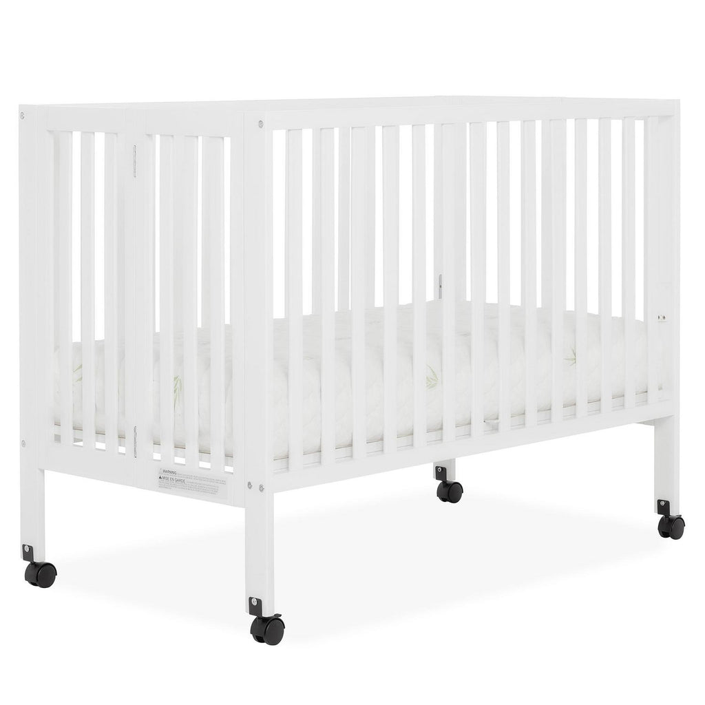 Dream on Me Quinn Full - Size Folding Crib. Removable Wheels. Modern Nursey. Adjustable Mattress Support. Patent Folding System in White