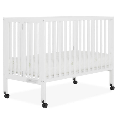 Dream on Me Quinn Full - Size Folding Crib. Removable Wheels. Modern Nursey. Adjustable Mattress Support. Patent Folding System in White