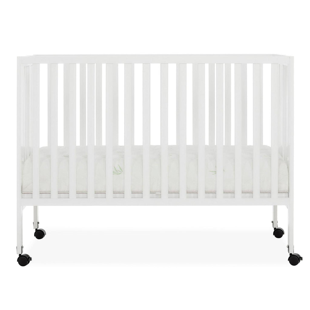 Dream on Me Quinn Full - Size Folding Crib. Removable Wheels. Modern Nursey. Adjustable Mattress Support. Patent Folding System in White