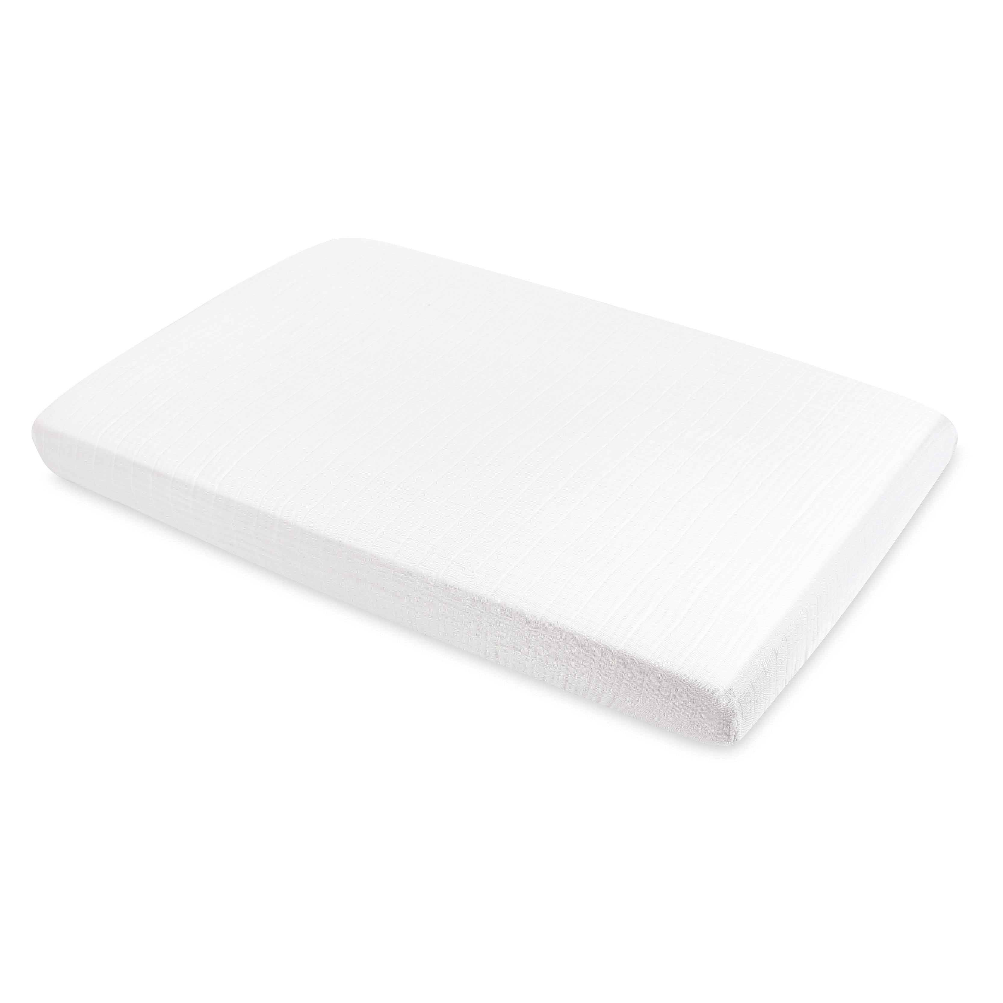 Babyletto Mini Crib Sheet in GOTS Certified Organic Muslin Cotton - White
