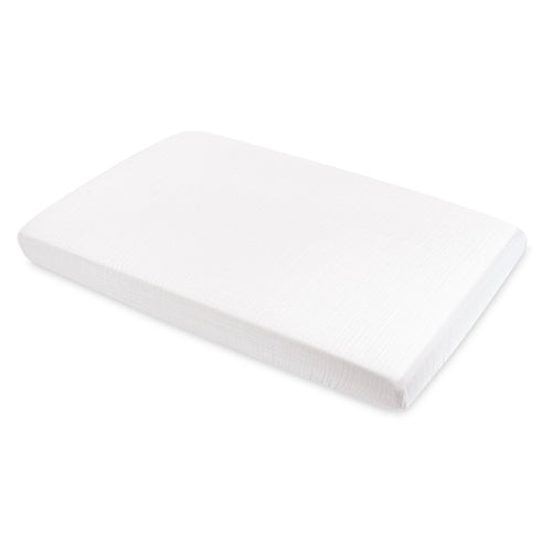 Babyletto Mini Crib Sheet in GOTS Certified Organic Muslin Cotton - White