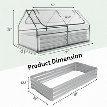Load image into Gallery viewer, 6FT x 3FT x 3FT Galvanized Bottomless Raised Garden Bed with Greenhouse, Dual 2-Tier Roll-Up Windows, Easy Venting &amp; Watering