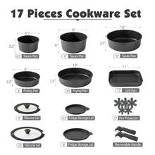 Load image into Gallery viewer, SENSARTE 17 Piece Pots and Pans Set. Detachable Handle Cookware