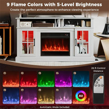 Load image into Gallery viewer, 58" Electric Fireplace TV Stand for 65" TVs, Entertainment Center with 28" Fireplace Heater Insert, LED Lights, Remote Control &amp; Storage