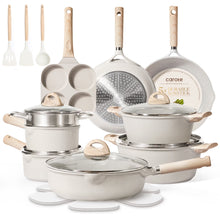 Load image into Gallery viewer, Carote Nonstick Cookware Set 21 - Piece, Kitchen Pots and Pans Set, Stay - Cool Handles, Induction Compatible, Cookware Set for RV and Camping, Beige
